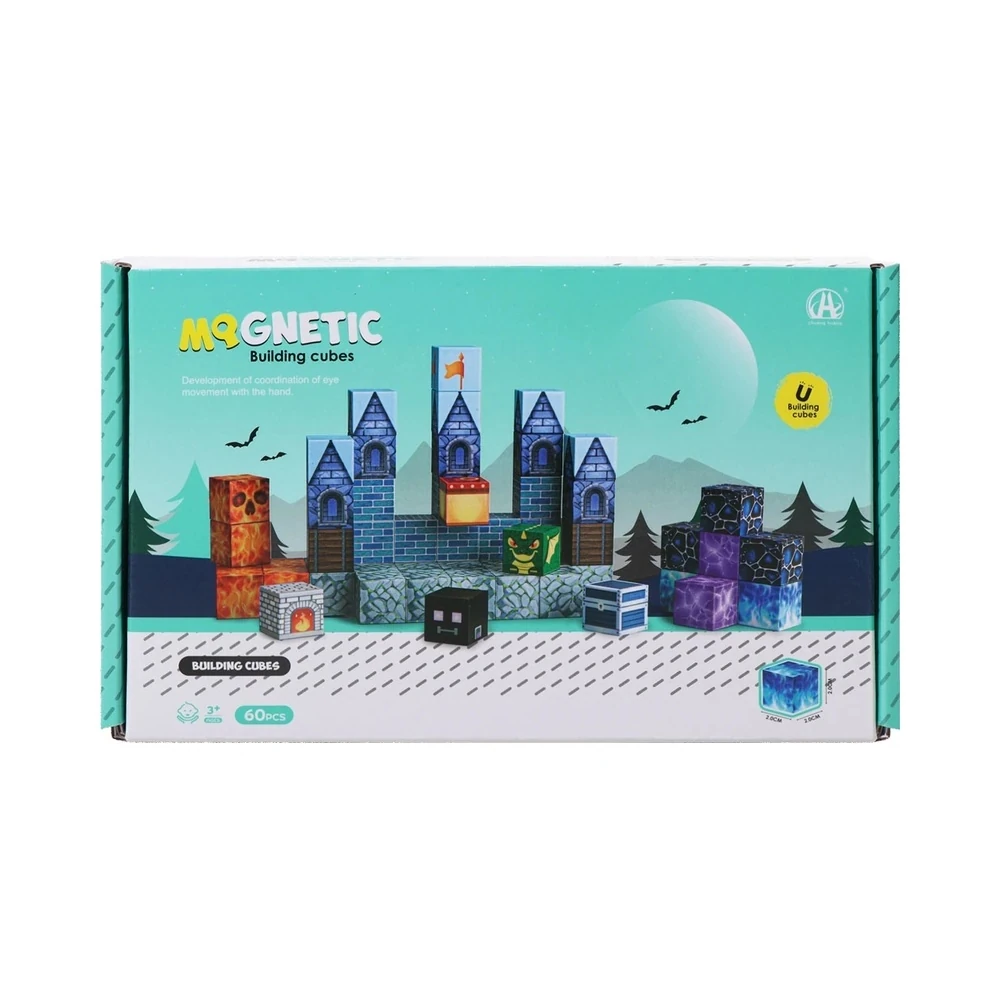 Jogo de Cubos Magnéticos de Construção Magnetic Building Cubes Chuang Huang - CH1390 (60 peças)