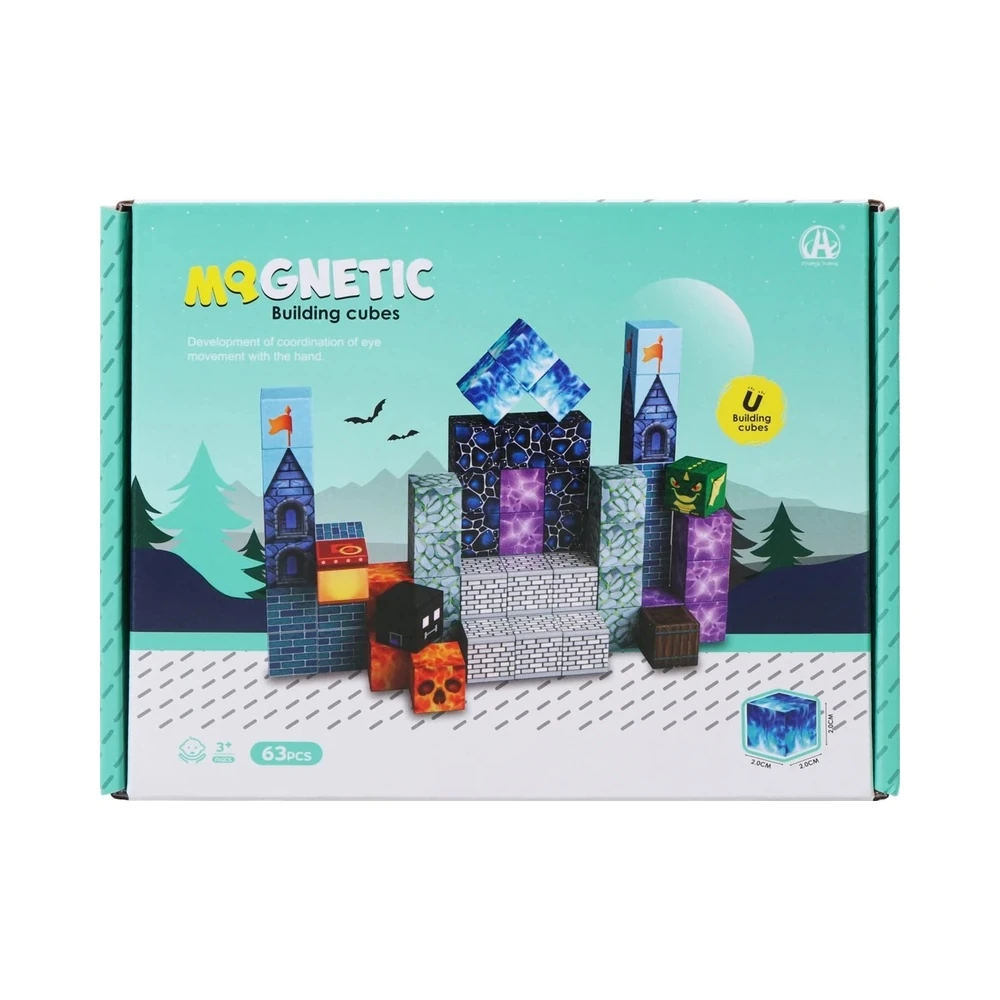 Jogo de Cubos Magnéticos de Construção Magnetic Building Cubes Chuang Huang - CH1391 (63 peças)