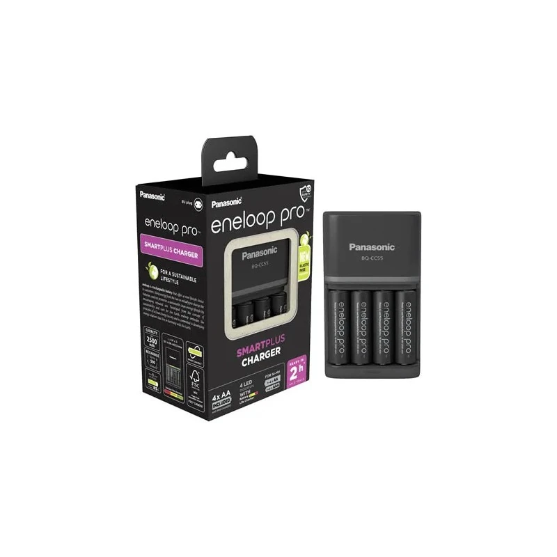Carregador Eneloop Pro 2500 +Fast Pro BQ-CC55C