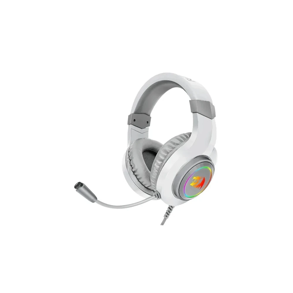 Fone de Ouvido Gamer Redragon H260W-RGB Hylas / Drivers 50MM / P2 / USB / Adaptador 3.5MM - Branco