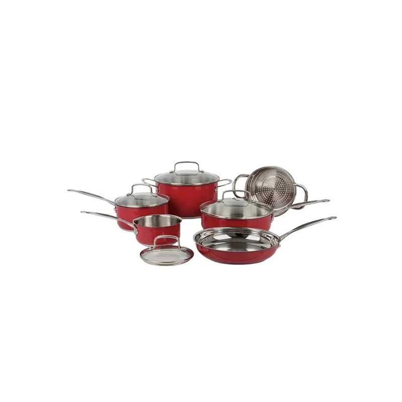 Jogo de Panelas Cuisinart CSS-10MRC Chef's Classic s/s Vermelho Metálico - 10 Peças