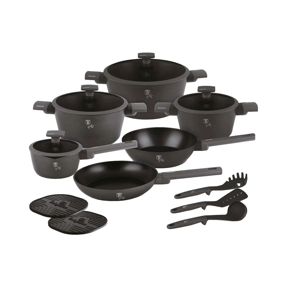 Jogo de Utensílios de Cozinha Berlinger Haus Coleção Antracite - BH-8141NN (15 peças)