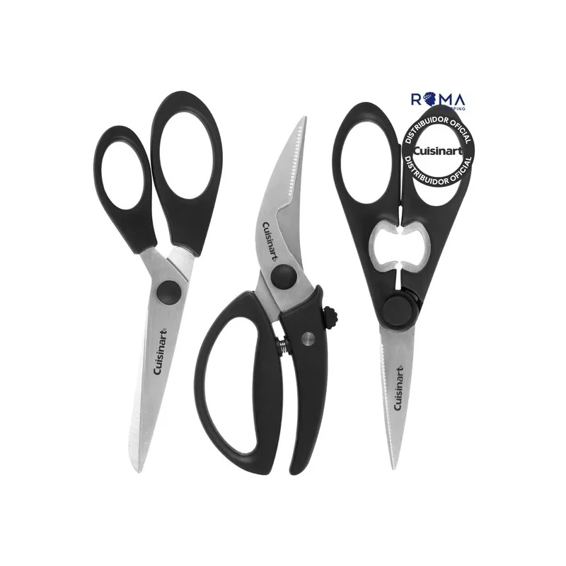 Kit de Tesouras de Cozinha Cuisinart SH-3BC Luxo Multiuso e Aves Ultra Afiadas Preto - 3 Peças