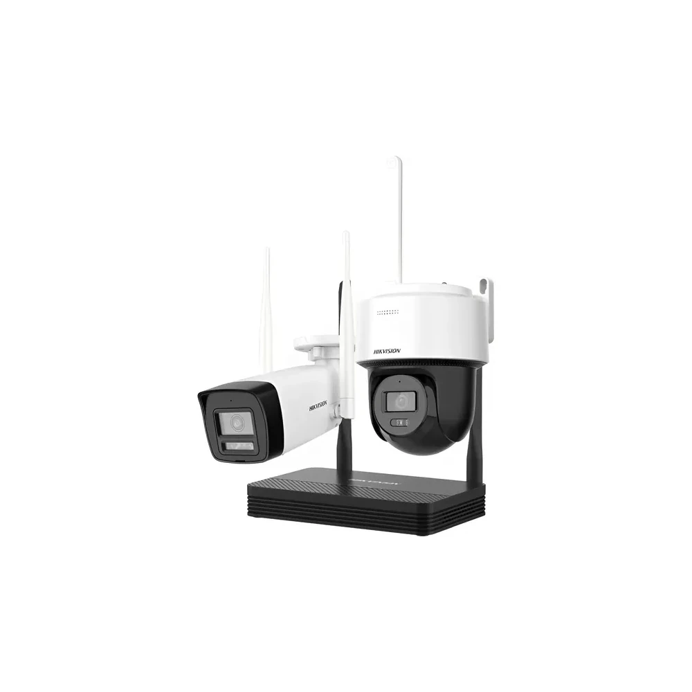 Kit de Vigilância CCTV NVS Hikvision NKS422W03H 4 Canais + 2 Câmeras Wifi - Branco/Preto