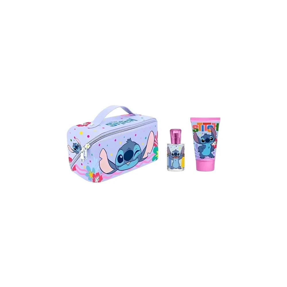 Kit Perfume Infantil Disney Stitch Edt 50ml + Gel de Banho 100ml + Estojo - Feminino 3 Peças