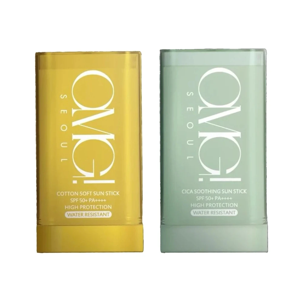 Kit Protetor Solar OMG! Seoul Sun Stick Duo Algodão Suave + Calmante Cica SPF50 - (2x 18g)