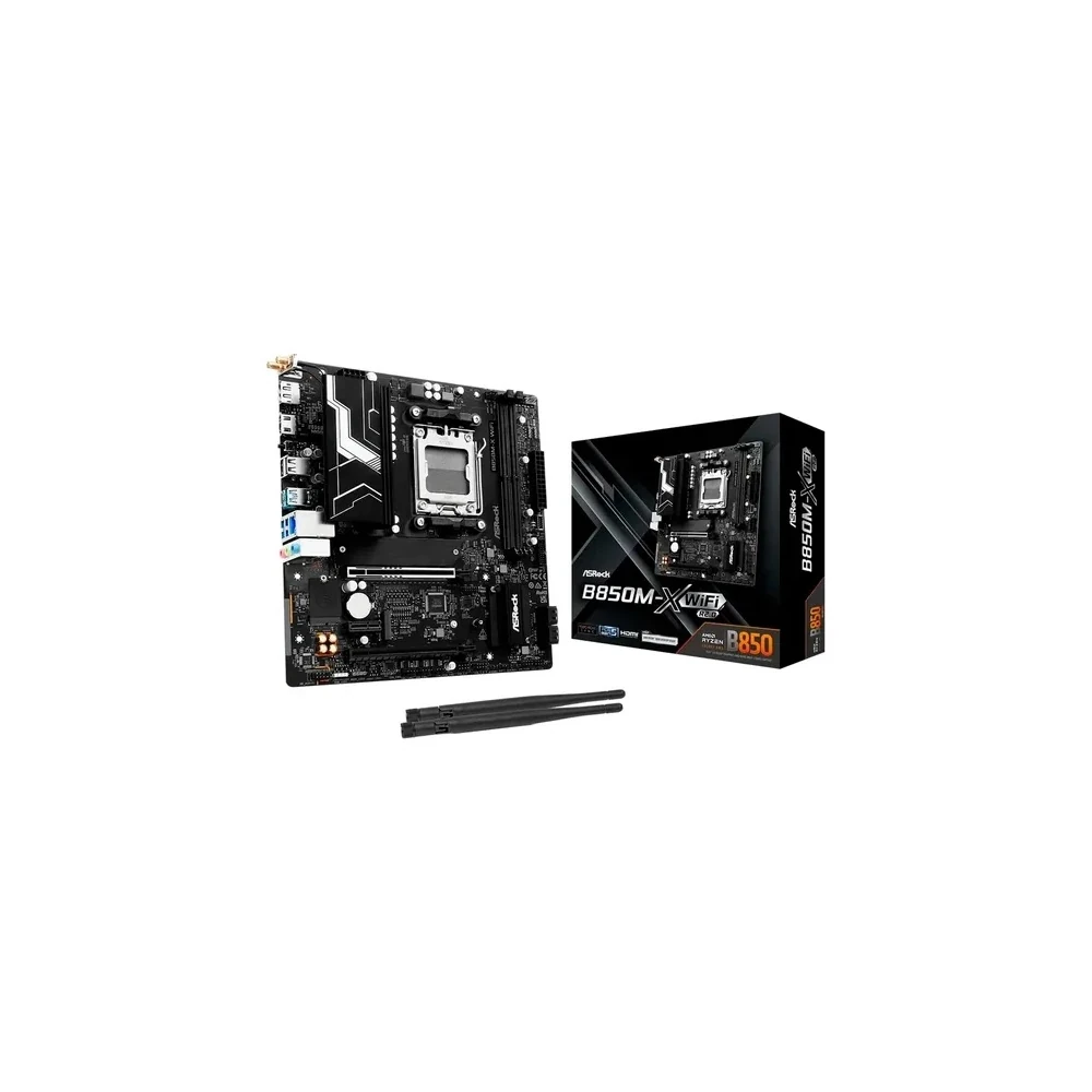 Placa-Mãe Asrock B850M-X Wifi R2.0 DDR5 Socket AM5 Chipset AMD B850 Micro ATX