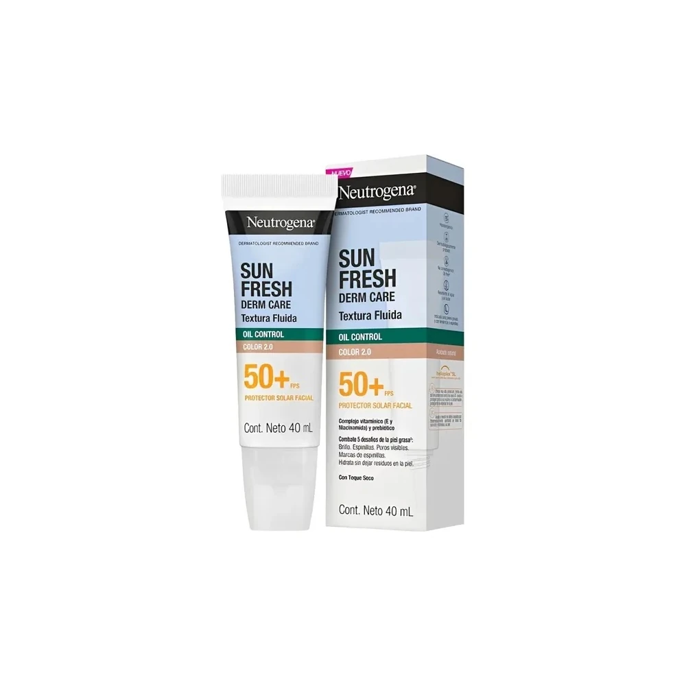 Protetor Solar Neutrogena Sun Fresh Derm Care Oil Control FPS 50+ Cor 2.0 - 40ML
