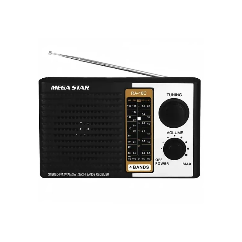 Rádio Portátil Megastar RA18C 300 Watts P.M.P.O Bivolt - Preto/Prata