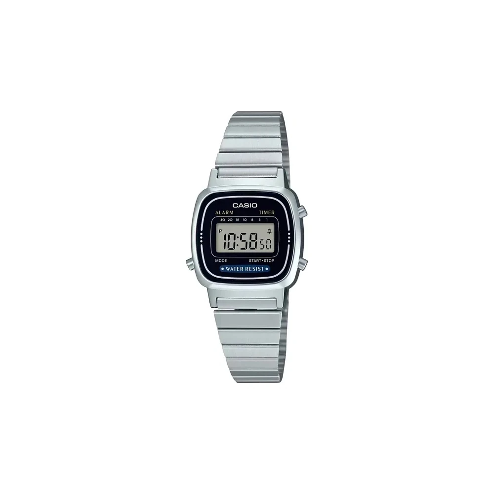Relógio Casio LA670WA-1DF Digital Feminino Prata/Preto