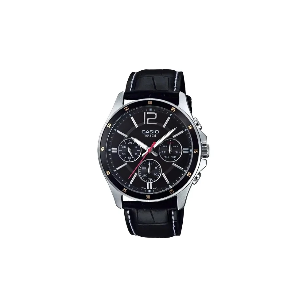 Relógio Casio MTP-1374L-1AVDF Analógico Masculino - Preto/Prata/Preto