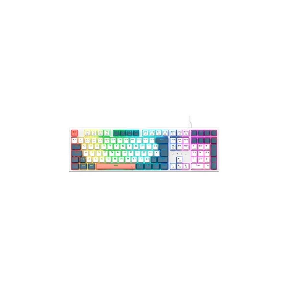 Teclado Redragon K668WBO Trundle RGB Usa Switches Vermelho Branco/Preto/Vermelho