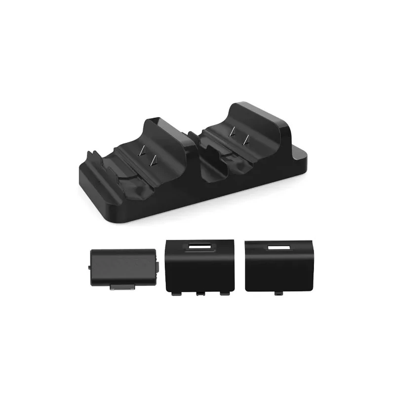 Base Carregador para Bateria de Controle Dobe X-Series TYX-532X / Inclui 2 Baterias (800MAH) para Xbox / X-Series sem X / X-One sem X - Preto