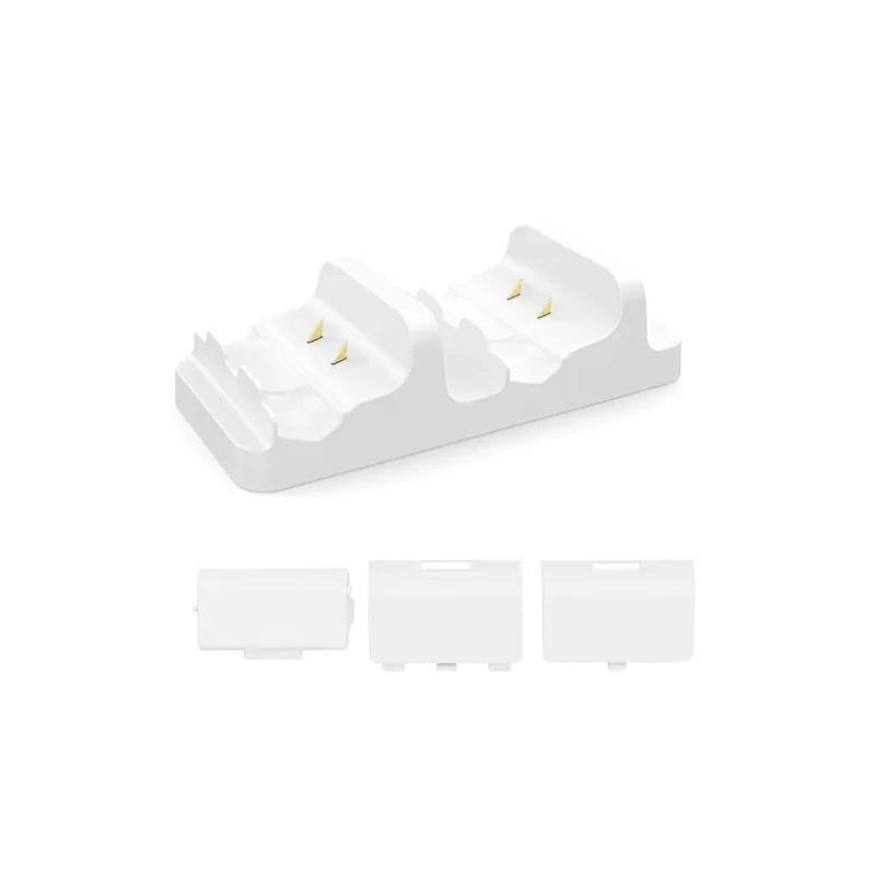 Base Carregador para Bateria de Controle Dobe X-Series TYX-532X / Inclui 2 Baterias (800mAh) para Xbox / X-Series sem X / X-One sem X - Branco