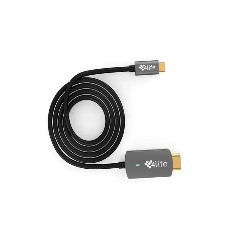 Cabo Adaptador 4LIFE FL-HL(60HZ) / USB-C para HDMI / 4K / 1.8 Metros - Cinza