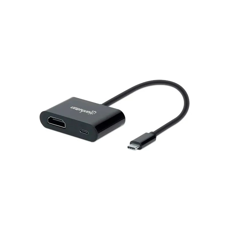 Cabo Adaptador Type-C Macho para HDMI / Type-C Fêmea Manhattan 153416 / 4K / 60HZ / 60W - Preto