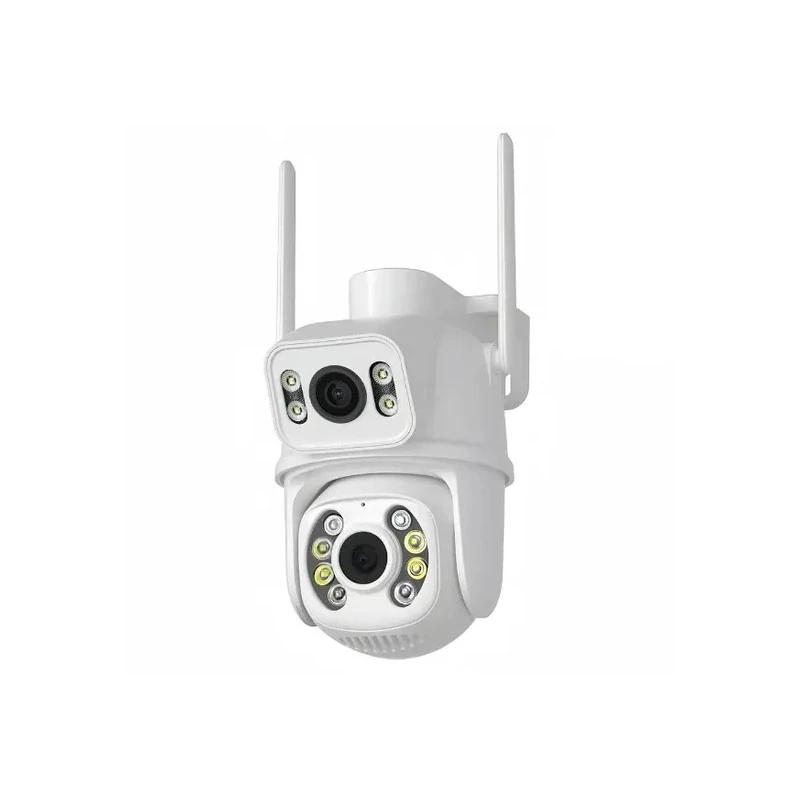 Câmera de Segurança Smart Wi-Fi RI-3X / Lente Dupla / 5MP + 5MP / 3.6MM / 12V / 360º / Microfone / Alarme / Detecção Humana / App Icsee - Branco