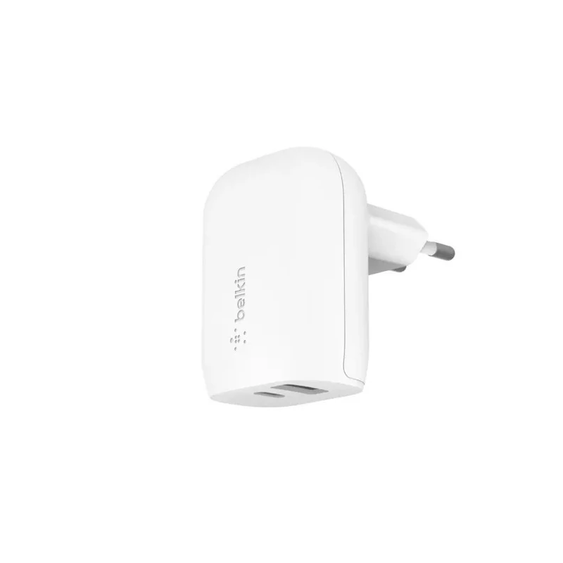 Carregador / Adaptador de Parede Belkin Dual Wall Charger 37W USB-A / USB-C (WCB007VFWH) - Branco