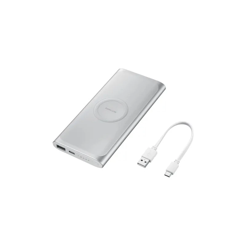 Carregador Portátil Samsung Fast Charge EB-U1200 10.000mAh Compatível com Dispositivos Qi - Prata