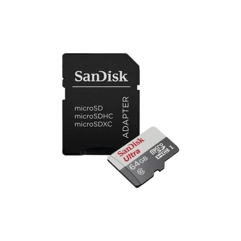 Cartão de Memória Micro SD de 64GB Sandisk Ultra 100MB/s Classe 10 SDSQUNR-064G-GN3MA - Cinza/Branco