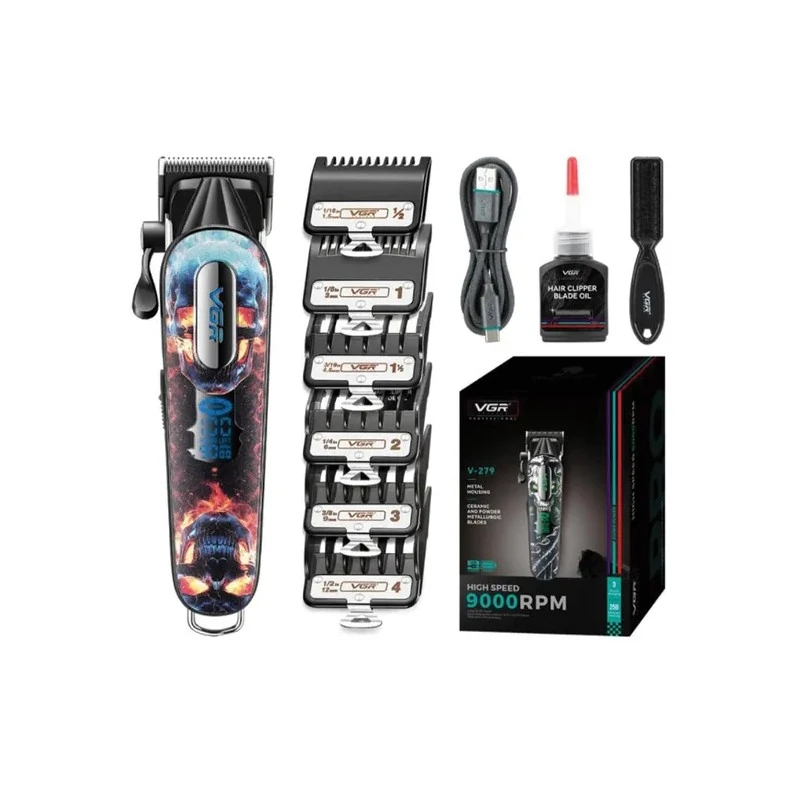 Cortador de Cabelo Voyager VGR V-279 / 9000RPM / com Acessórios / Recarregável - Vermelho