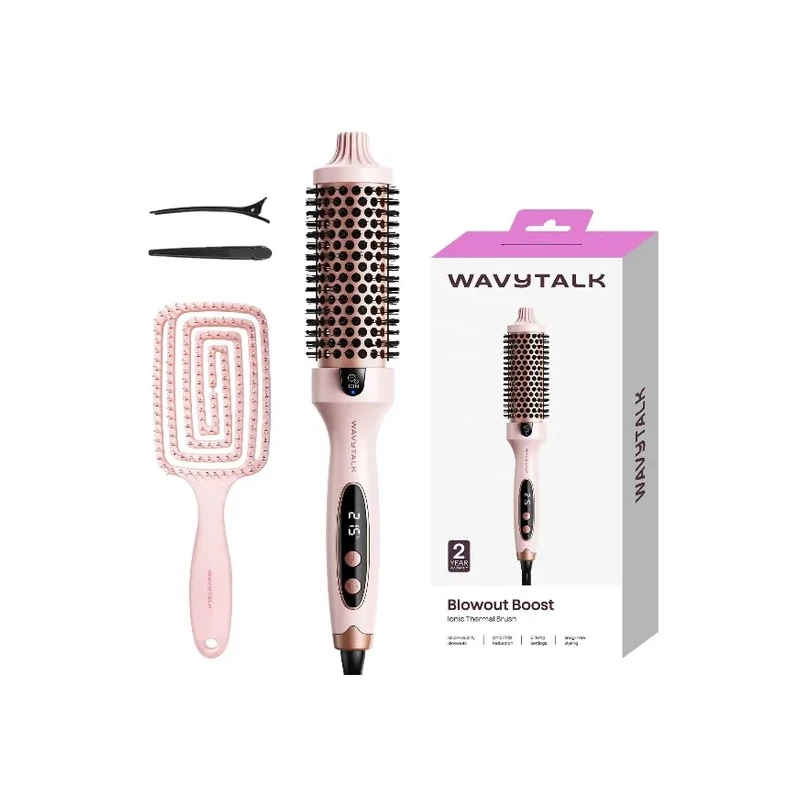 Escova Alisadora Térmica Wavytalk Blowout Boost 206 / 5 Temperaturas / 60W / Bivolt - Rosa