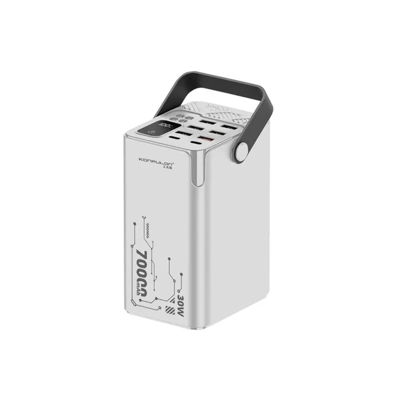 Estação de Carga Powerbank Konfulon A66Q / 30W / 70000mAh / USB-A x6 / USB-C x2 - Branco