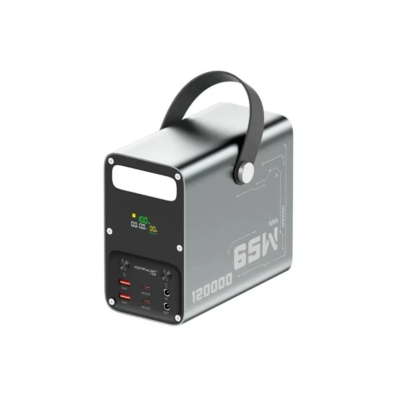 Estação de Carga Powerbank Konfulon A70Q / 65W / 120000MAH / USB-A X2 / USB-C X2 - Cinza