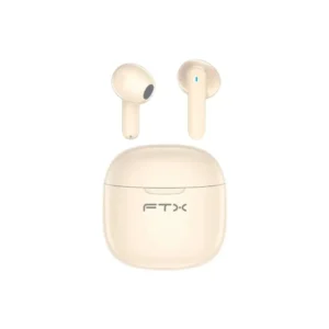 Fone de Ouvido Sem Fio FTX E68-BG com Bluetooth 6.0 / Microfone / Touch / IPX6 - Bege