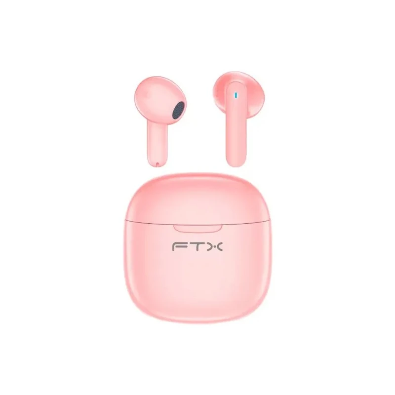 Fone de Ouvido Sem Fio FTX E68-PK com Bluetooth 6.0 / Microfone / Touch / IPX6 - Rosa