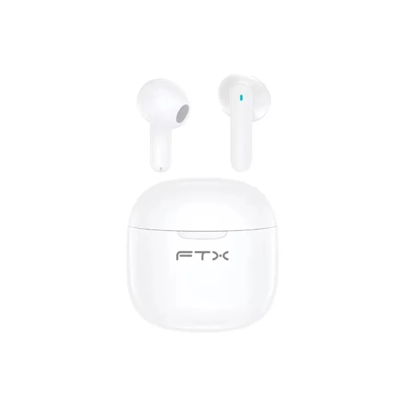 Fone de Ouvido Sem Fio FTX E68-WH com Bluetooth 6.0 / Microfone / Touch / IPX6 - Branco