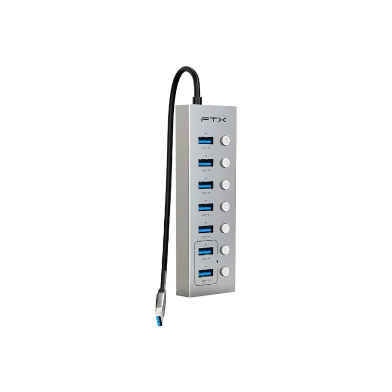 Hub Adaptador Multiporta FTX CT-HUBU7-Ag USB-C / 7 Em 1 / 7X USB-A - Cinza