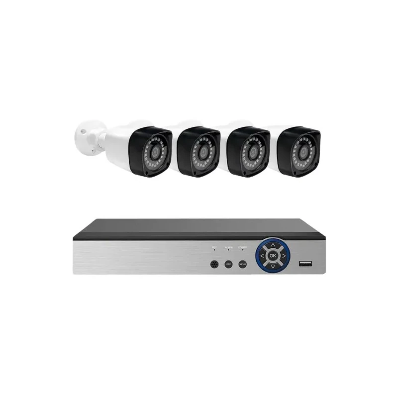 Kit de Câmera de Segurança DVR A6908NH / 4G / PAL/NTSC / H.265 DVR / 12V - Branco/Preto