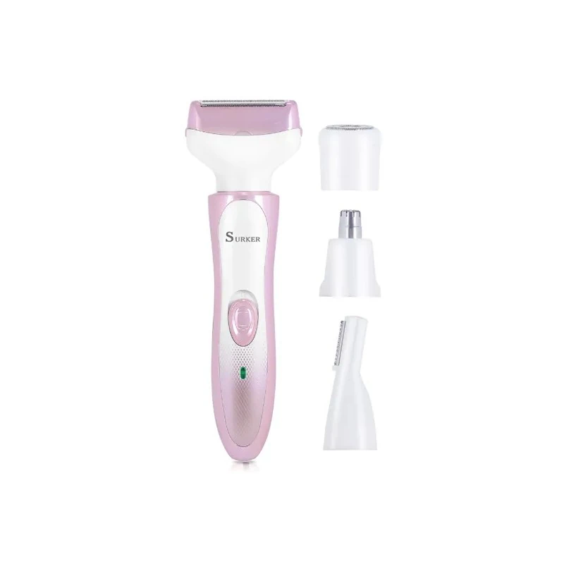Kit Depilador Eletrico Feminino Surker SK-155 / 4 Em 1 / 5W / Recarregavel - Branco/ Roxo Claro