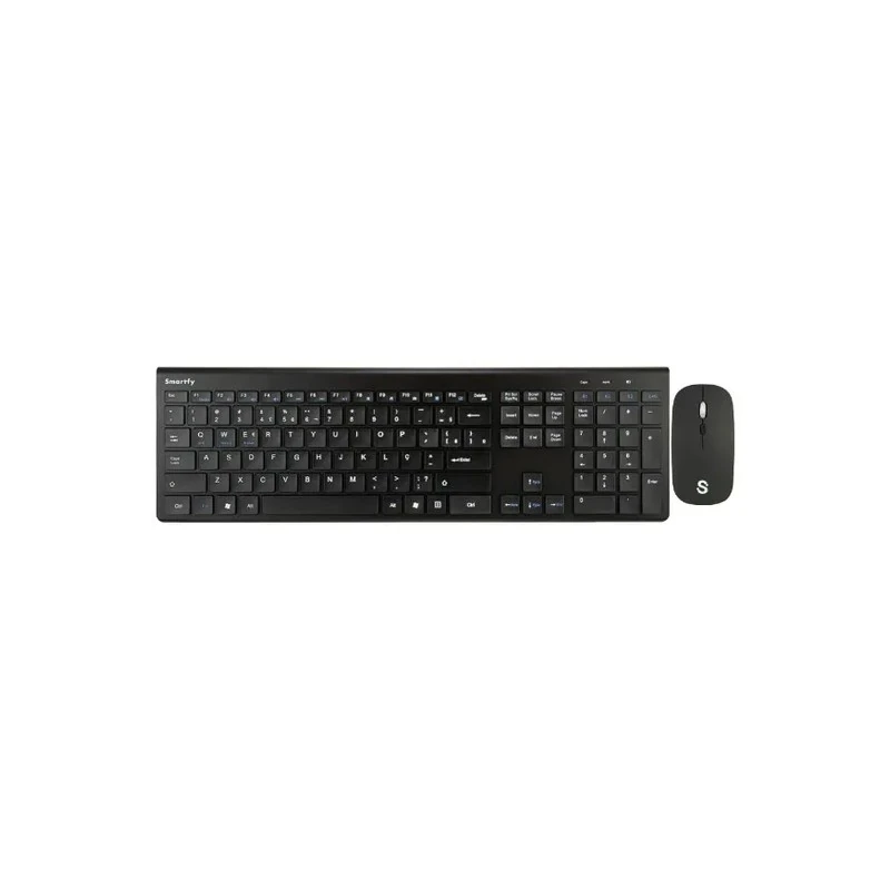 Kit Mouse e Teclado Sem Fio Smartfy TW02B - Preto