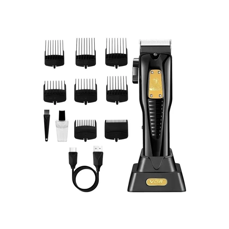 Máquina de Cortar Cabelo VGR V-651 / 2000 mAh / com Acessórios / Recarregável - Preto