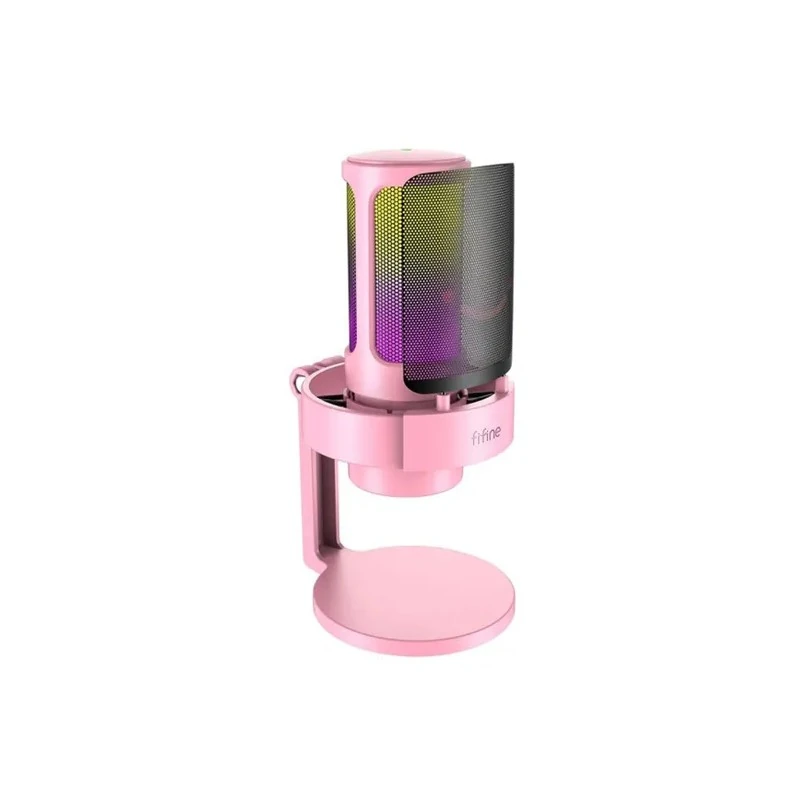 Microfone Fifine A8P Cardioide / RGB / 3.5MM - Rosa
