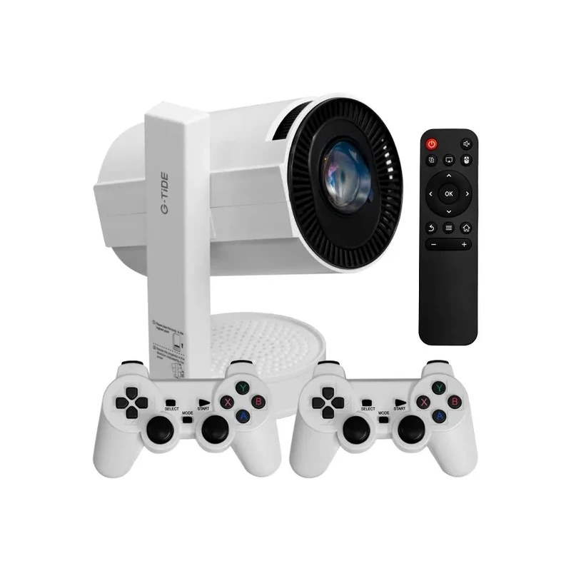 Mini Game Projetor G-Tide PJ10 / 130 Lumens ANSI / HD / Wi-Fi / Bluetooth / com 2 Controles / Bivolt - Branco