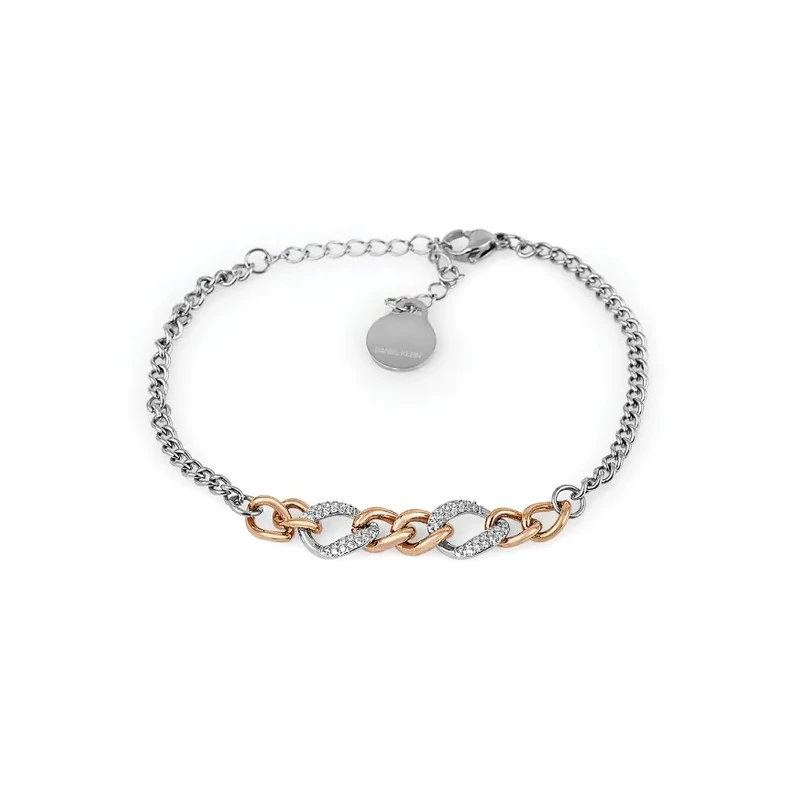Pulseira Feminina Daniel Klein DKJ.12.10010-4 - Prata/Rosa Dourado