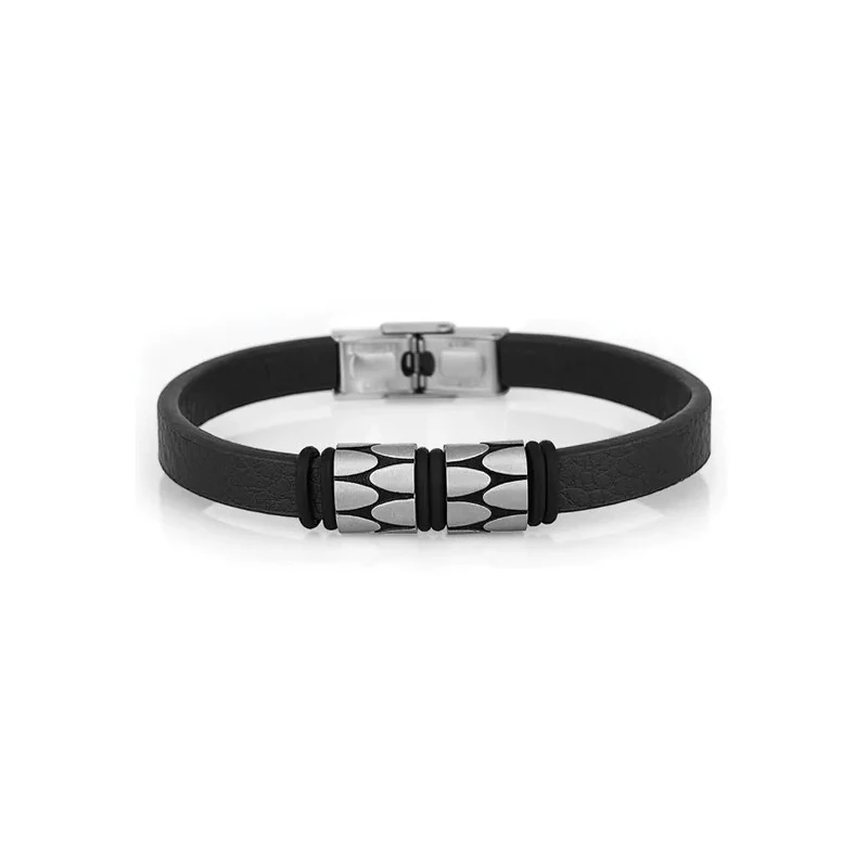 Pulseira Masculina Daniel Klein DKJ.13.10002-1 - Preta/Prateada