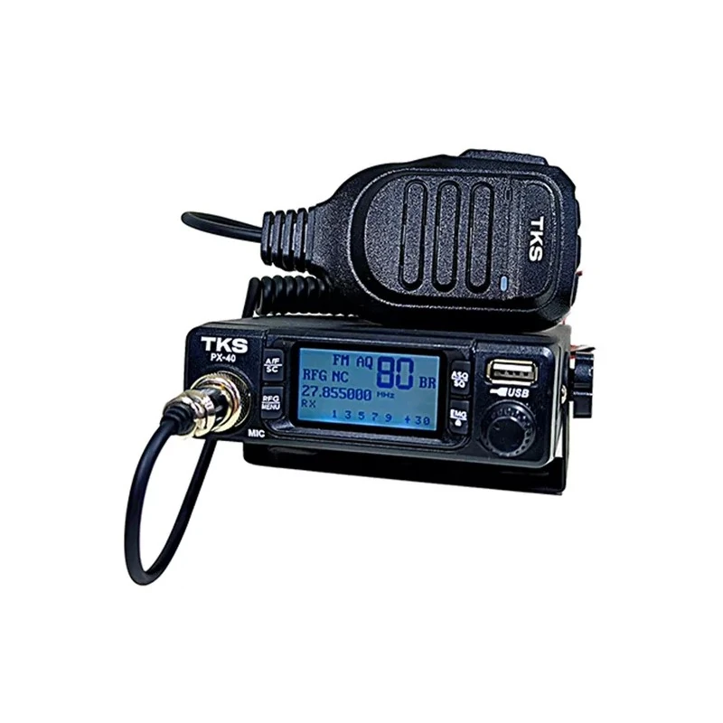 Rádio Amador TKS PX-40 / 80 Canais / AM/FM (Redução Eletrônica de Ruído + Frequencímetro) 8W - Preto