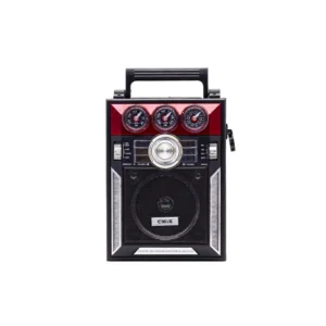 Rádio Cmik MK-938 com AM, FM, Entrada USB, SD/MC, Microfone, Controle Remoto, Recarregável - Vermelho