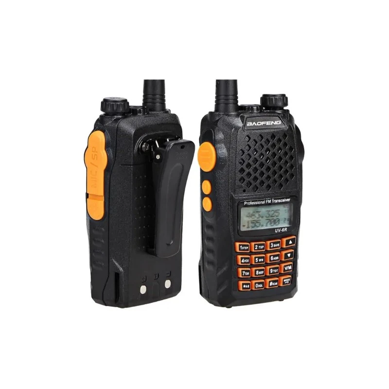 Rádio Walkie Talkie Banda Dupla Baofeng UV-6R VHF/UHF - Preto