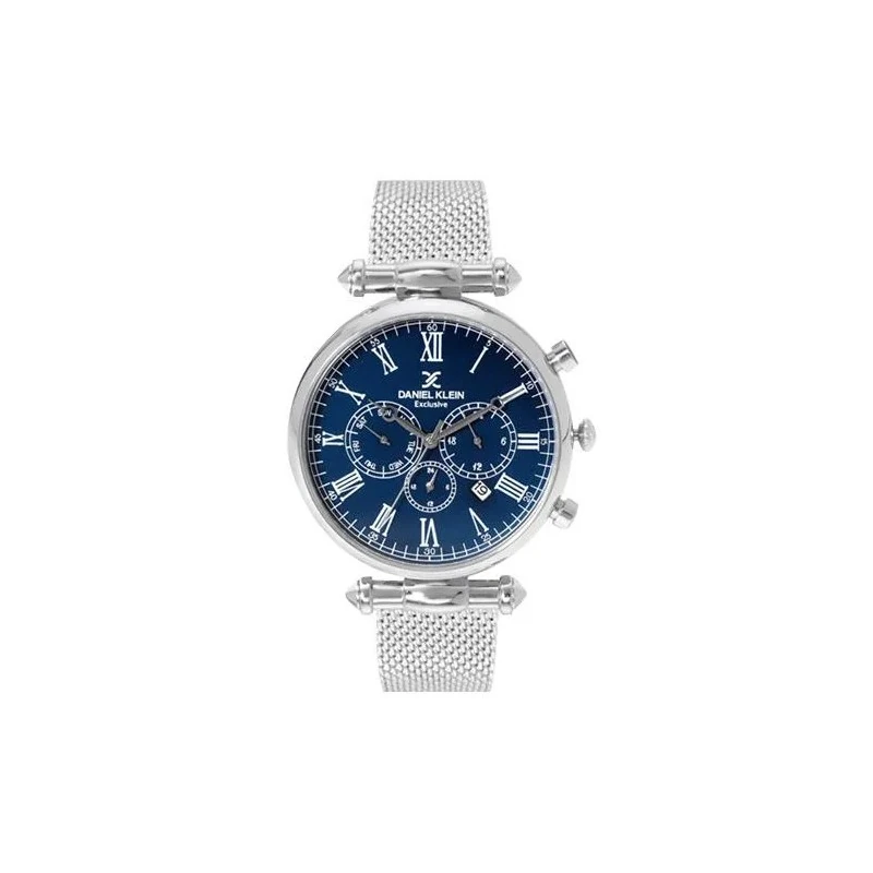 Relógio Analógico Masculino Daniel Klein Exclusive DK11829-2, Metal - Prata e Azul