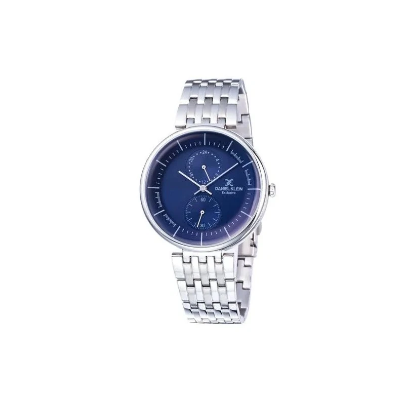 Relógio Analógico Daniel Klein Exclusive DK11900-3 Masculino, Metal - Prata e Azul