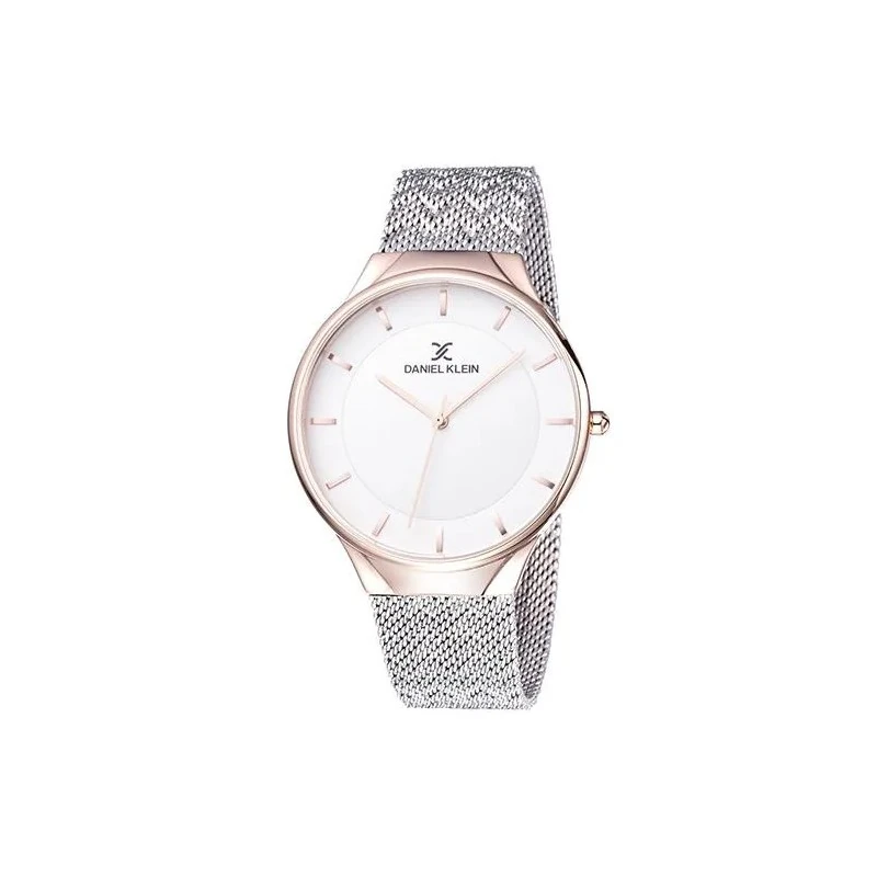 Relógio Analógico Masculino Daniel Klein Fiord DK11909-4 com Pulseira de Aço Inoxidável - Prata e Rosa Ouro