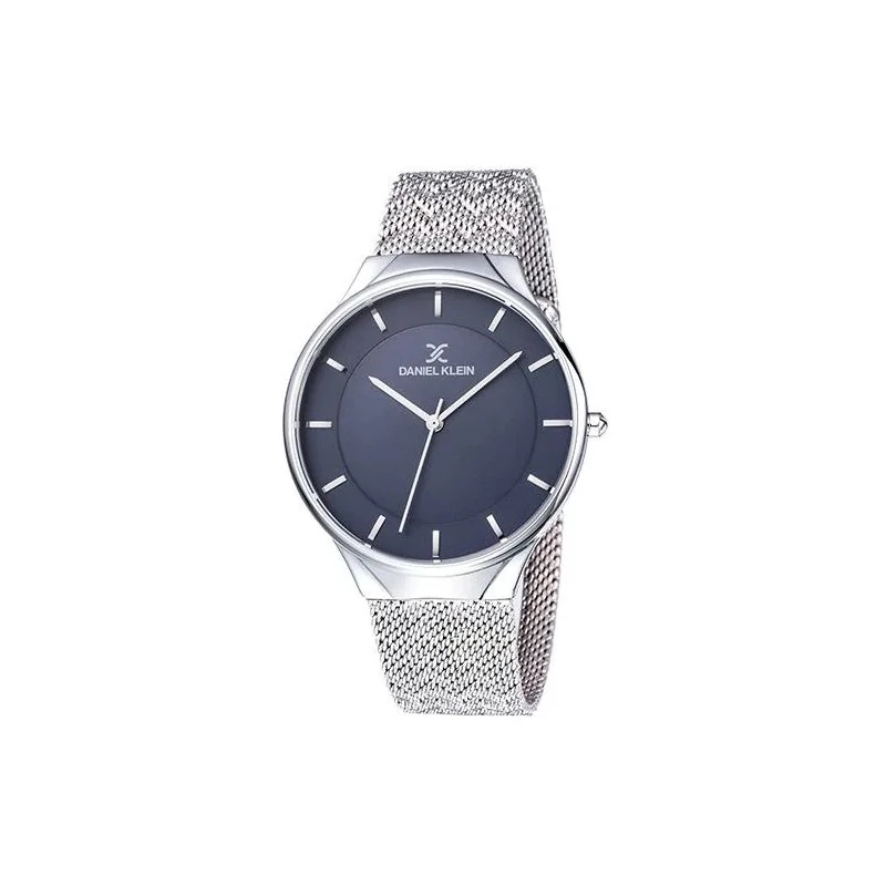 Relógio Analógico Daniel Klein Fiord DK11909-5 Masculino Pulseira de Aço Inoxidável - Prata e Azul Escuro