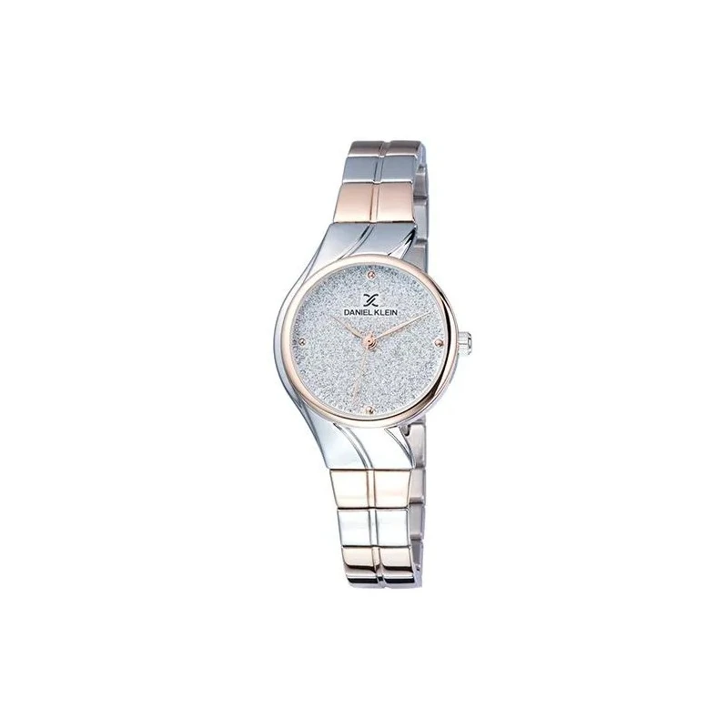 Relógio Analógico Feminino Daniel Klein Premium DK11910-3 com Pulseira de Aço Inoxidável - Prata e Rosa Ouro