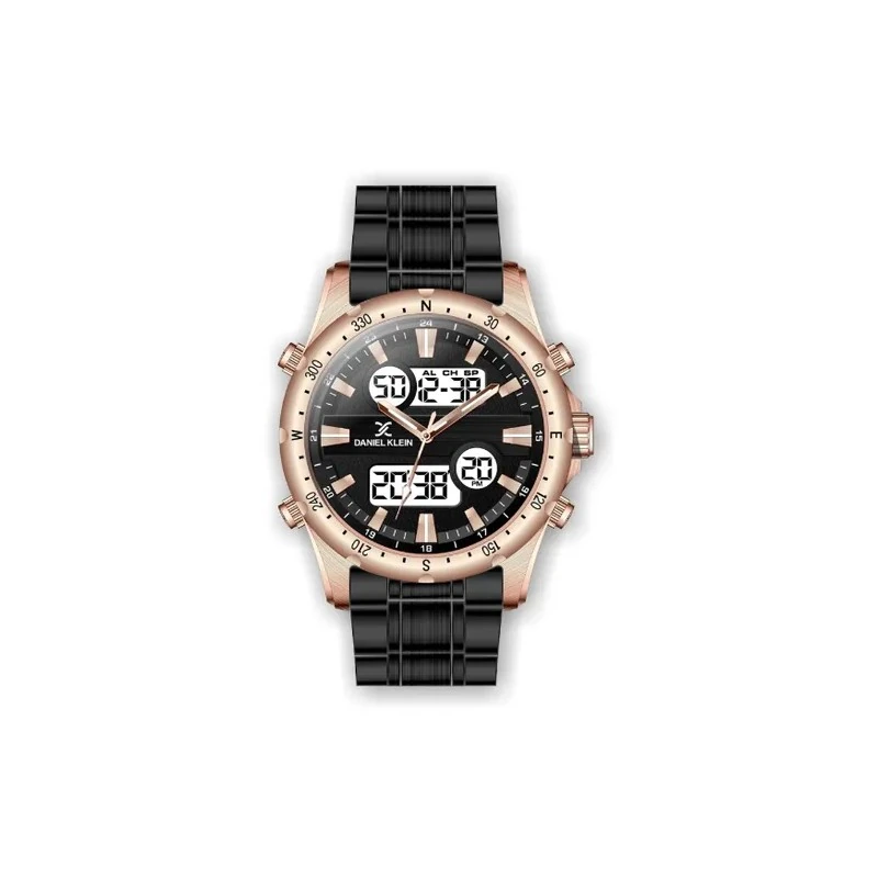 Relógio Analógico-Digital Masculino Daniel Klein D Time DK.1.12329-2 - Preto e Rosa Ouro