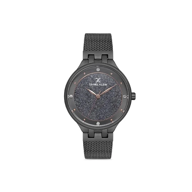 Relógio Analógico Feminino Daniel Klein DK.1.12683-3 Premium Ladies / Pulseira de Aço Inoxidável - Preto Glitter